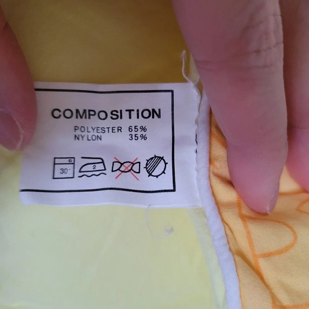Full Size Pillow Case & Quilted Comforter Blanket House Color Block Yellow Ivory